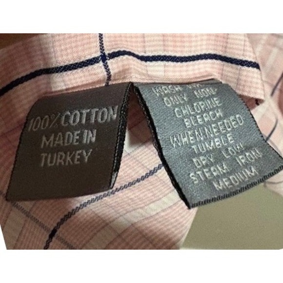 Hickey Freeman Mens Pink Plaid Dress Shirt Size Large Woven in Italy - Picture 4 of 6